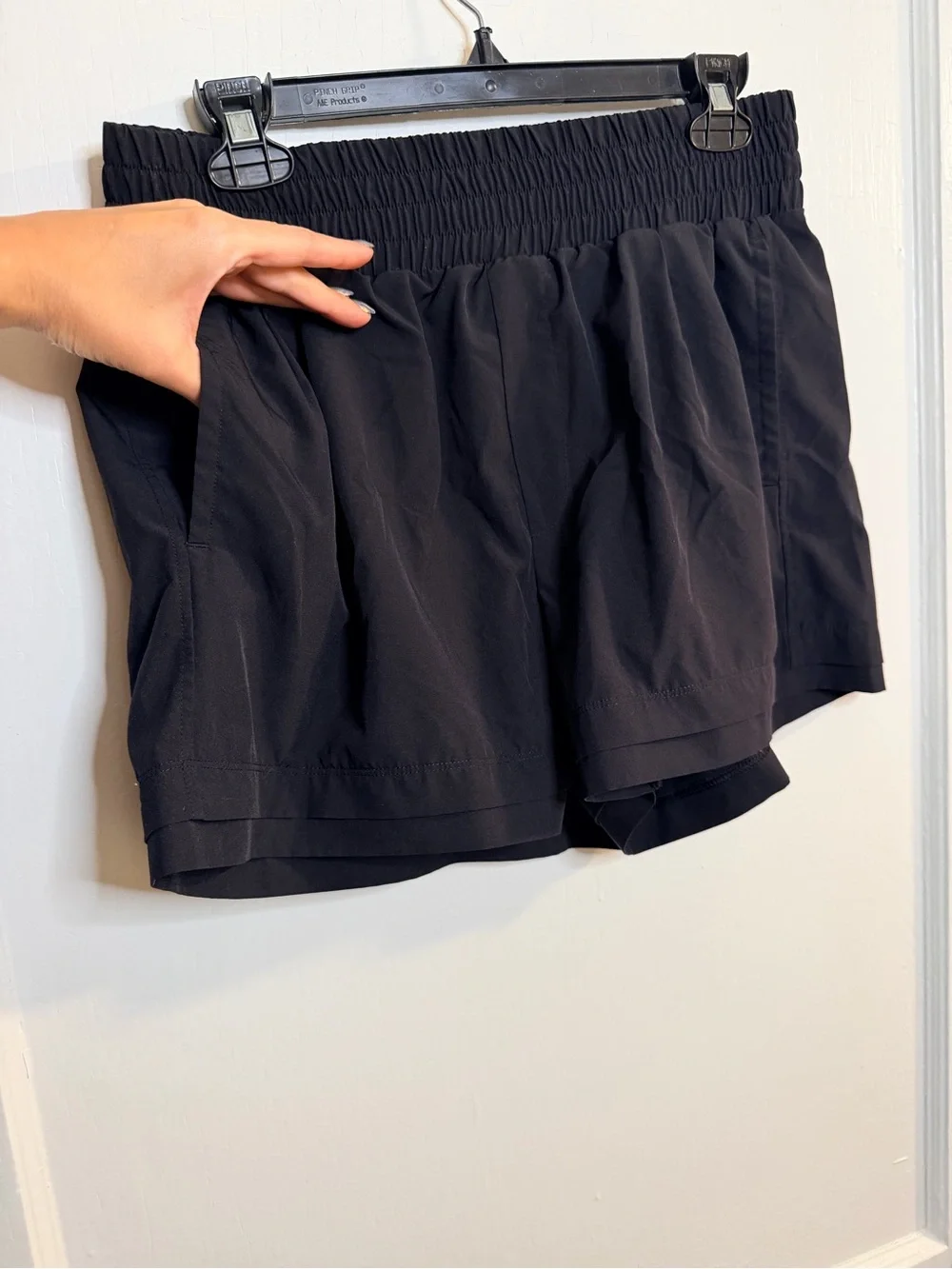 Apana Women's Black Athletic Shorts with Elastic Waistband